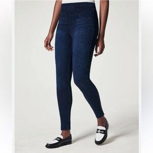 SPANX jean-ish ankle leggings dark blue wash size small NWOT